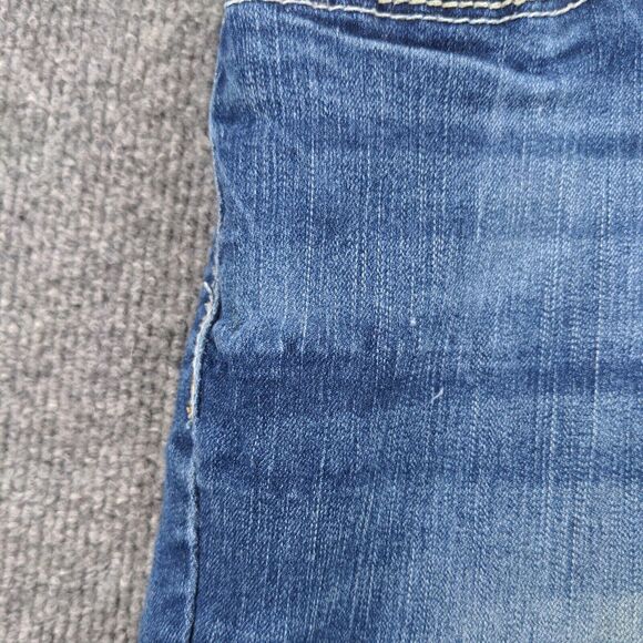 WallFlower Womens Cuffed Cropped Jeans Blue Size 11 Faded Whiskers 2-Button - Picture 3 of 16